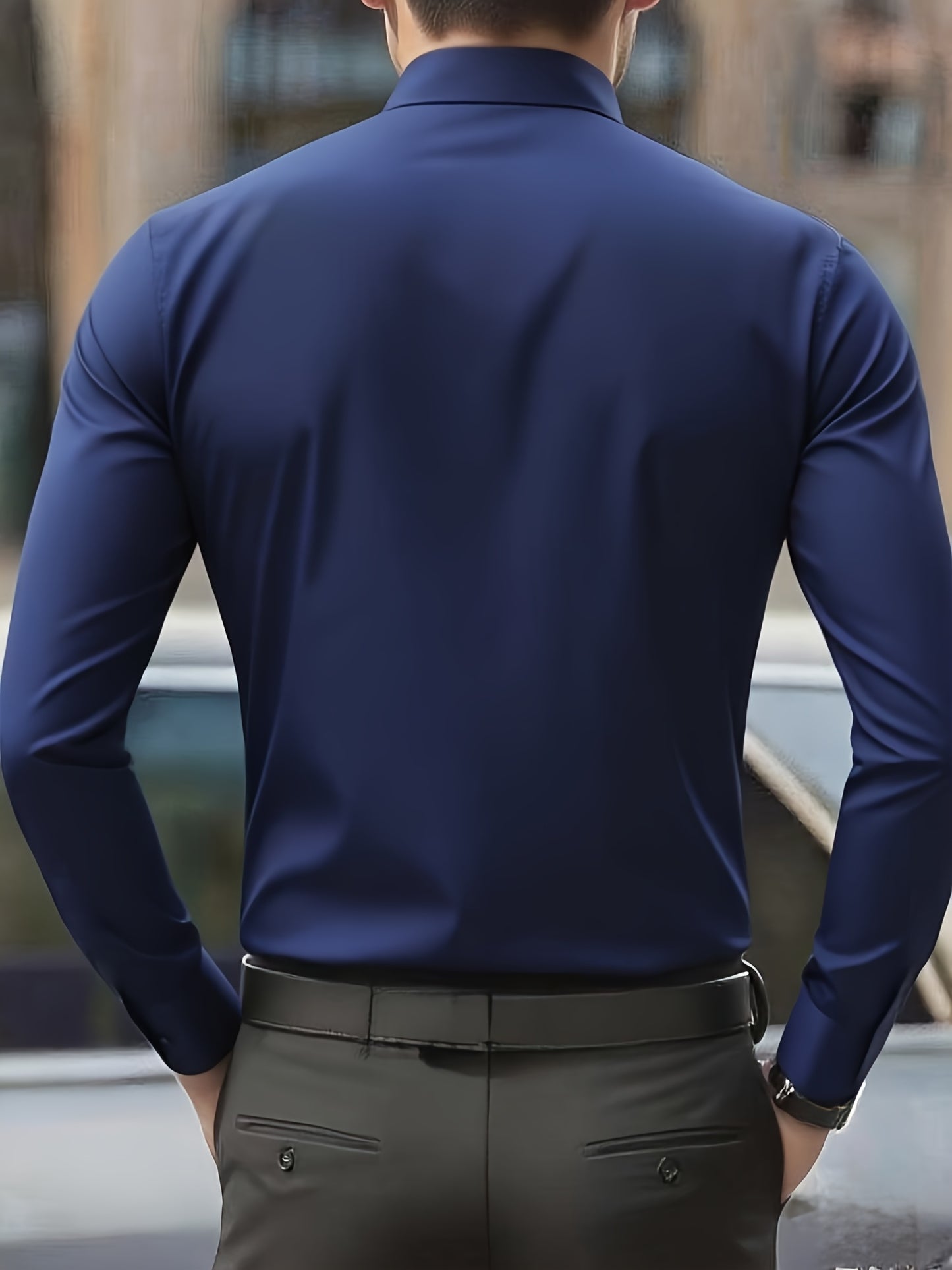 Men's Slim Fit 2-Piece Suit Set Long Sleeve Shirt & Tapered Pants