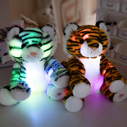 Glow-in-the-Dark Magical Tiger Plush Toy - Ultra-Soft Comfort Stuffed Animal for Youngsters, Light-Up Tiger Stuffed Animal for Bedroom Decor & Nighttime Buddy, Ideal Gift for Youngsters, Polyester, Light-Up, Tiger, Ages 3+