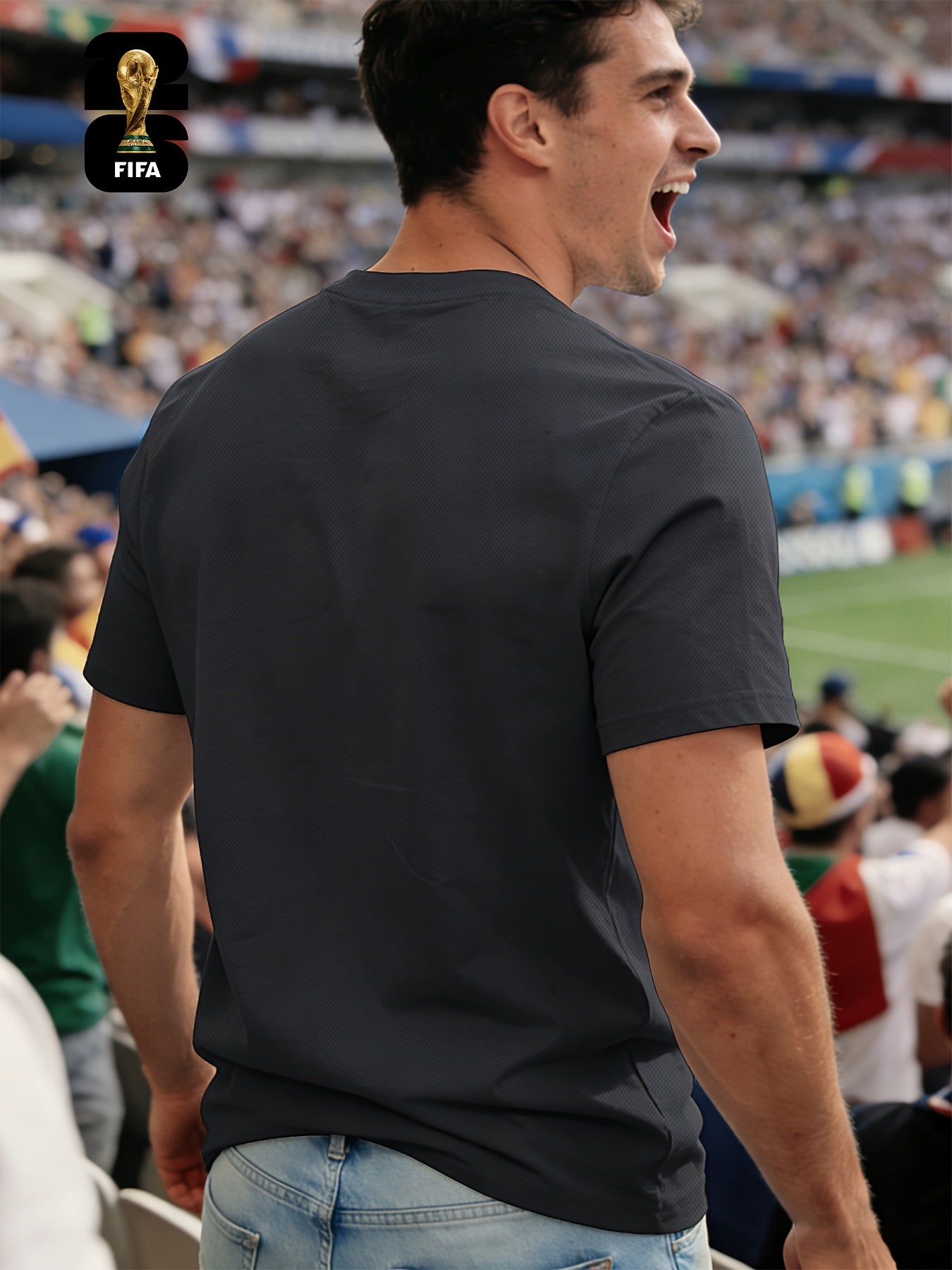 Men's Breathable Summer T-Shirt with FIFA World Cup Print