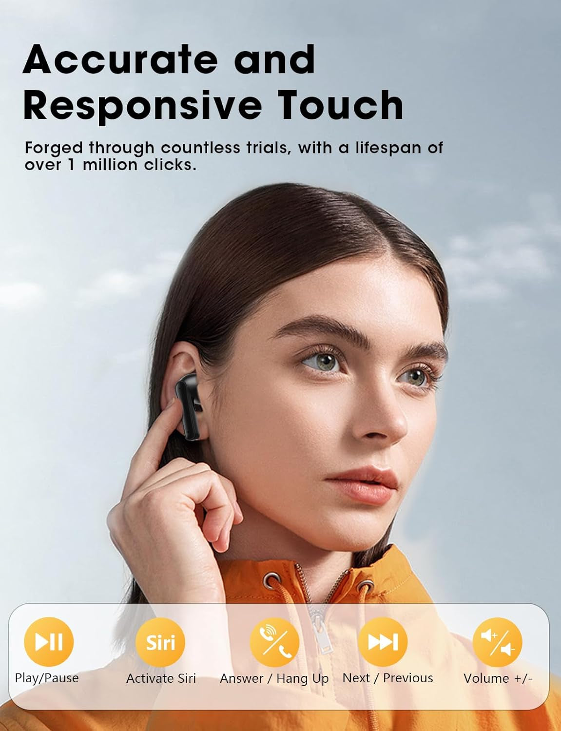 Wireless Earbuds, Bluetooth Ear Buds with Big Bass Stereo Sound, 48 Hours Playtime, Lightweight In-Ear Fit Earphones, IPX7, Hands-Free Calls with AI for Iphone, Android, Pad, Sports, Workout