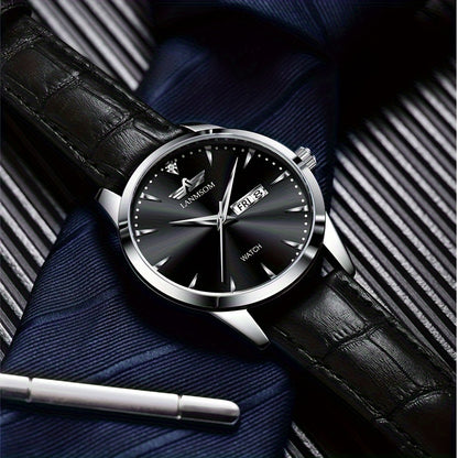 1pc New Men's Quartz Watch with Sunday Calendar and Night Light, Fashionable Wristwatch Ideal Choice for Relatives and Friends Birthday Gifts, Festive Gifts, Brand Electronic Movement Fully Automatic Business Watch