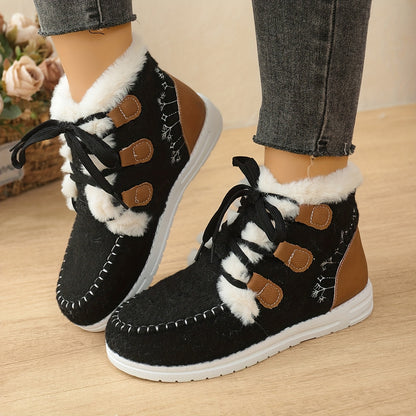 Նոր աշնան-ձմեռային փափուկ ժանյակավոր բարձրակրունկ կանացի ձմեռային կոշիկներ, նորաձև տաք կարճ կոճի կոշիկներ, ցանկացած ոճին համապատասխան, հարմարավետ, ջերմային, ցածր կտրվածքով ձմեռային կոշիկներ