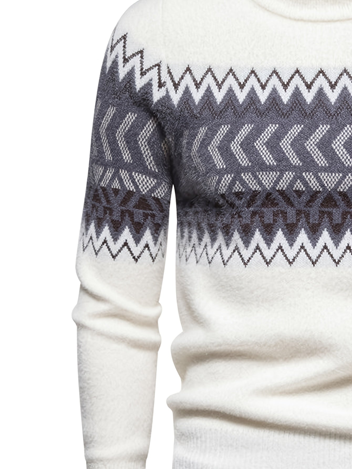 SENMEIGUO տղամարդու ամենօրյա, կլոր վզնոցով տրիկոտաժե սվիտեր՝ հարմարավետ, երկար թևքերով, գծավոր նախշերով, բարձր ձգվող ակրիլային խառնուրդով՝ աշուն/ձմեռ