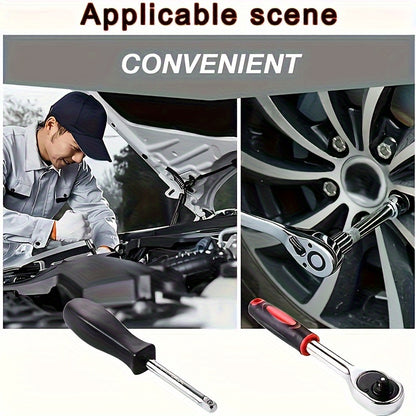 53pcs -in- Heavy-Duty Multi-Tool Kit Suitable for Car & Motorcycle Repair - Chrome-Vanadium Manual Tool Set with 53 Tools (Wrenches, Sockets,) in Black Case for Mechanics, DIY, Auto Maintenance