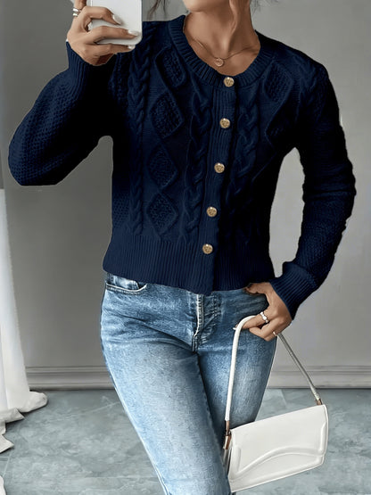 Women's Elegant Long-Sleeve Open-Front Knit Cardigan