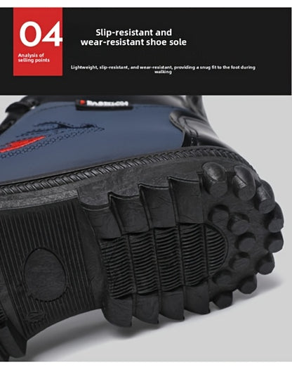 Men'S Winter Fashion Non-slip Snow Boots | High-Top, Thickened, Casual, Microfiber Upper, Rubber Sole, Lace Closure