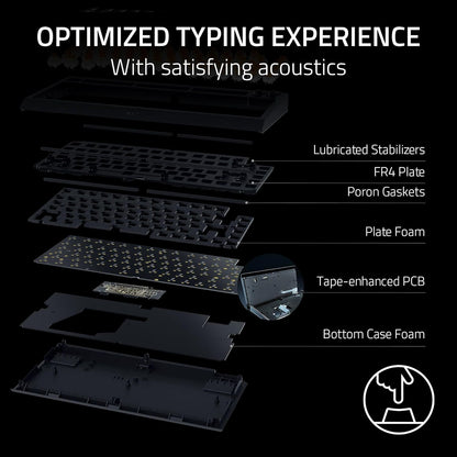 Razer Blackwidow V4 75% Mechanical Gaming Keyboard: Hot-Swappable Design - Compact & Durable - Orange Tactile Switches - Chroma RGB - MF Roller & Media Keys - Comfortable Wrist Rest - Black