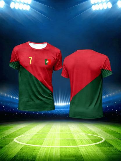 Men's Summer Casual Portugal Flag Print Number 7 T-Shirt