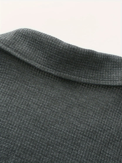 1pc Men'S Casual Polyester Zip-Up Jacket with Lapel Collar, Solid Color, Slight Stretch, Woven Fabric, Regular Fit, No Lining - Spring/Fall Outerwear