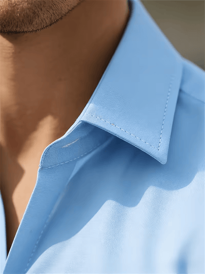 Men's Casual Business Shirt Short Sleeve Polyester Top