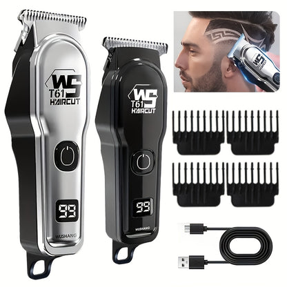 1 անլար մազ կտրող և մորուքի կտրող մեքենա տղամարդկանց համար LCD էկրանով, պրոֆեսիոնալ USB լիցքավորվող խնամքի հավաքածու - դիմացկուն և փոխադրելի հայրերի օրվա/ծննդյան օրվա կամ տոնական նվերների համար
