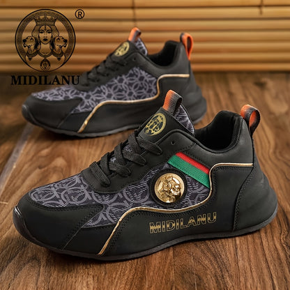 Men's Lightweight Casual Sneakers with Linear Design - All Season
