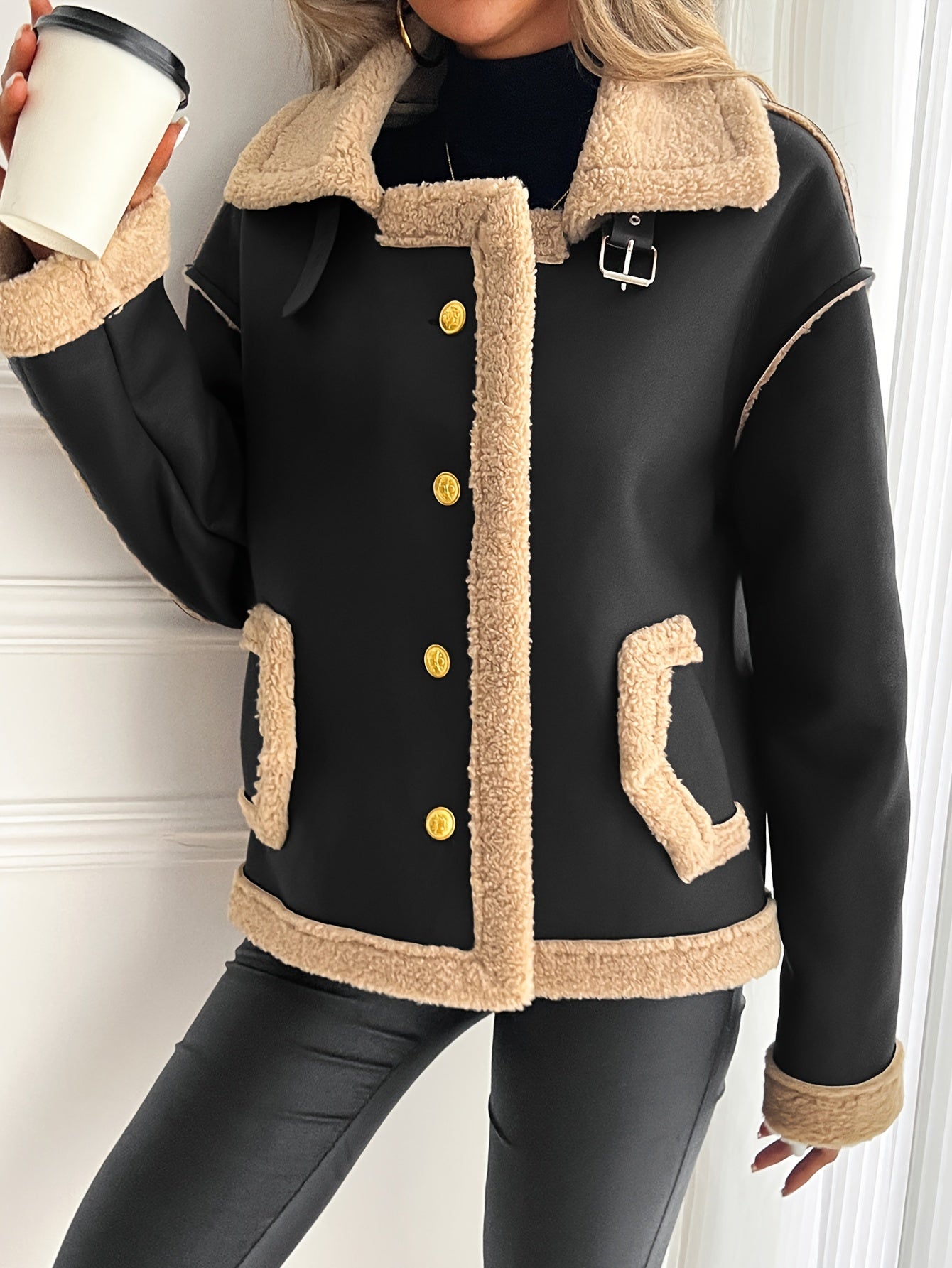 Women's Elegant Motorcycle Jacket - Heavy-Duty Winter Coat, Brown, Non-Stretch Motorcycle Outerwear for Cold Weather Riding & Everyday Chic - Machine Washable Outer Jacket, Seasonal Fashion, Classic Design, Premium Detailing,