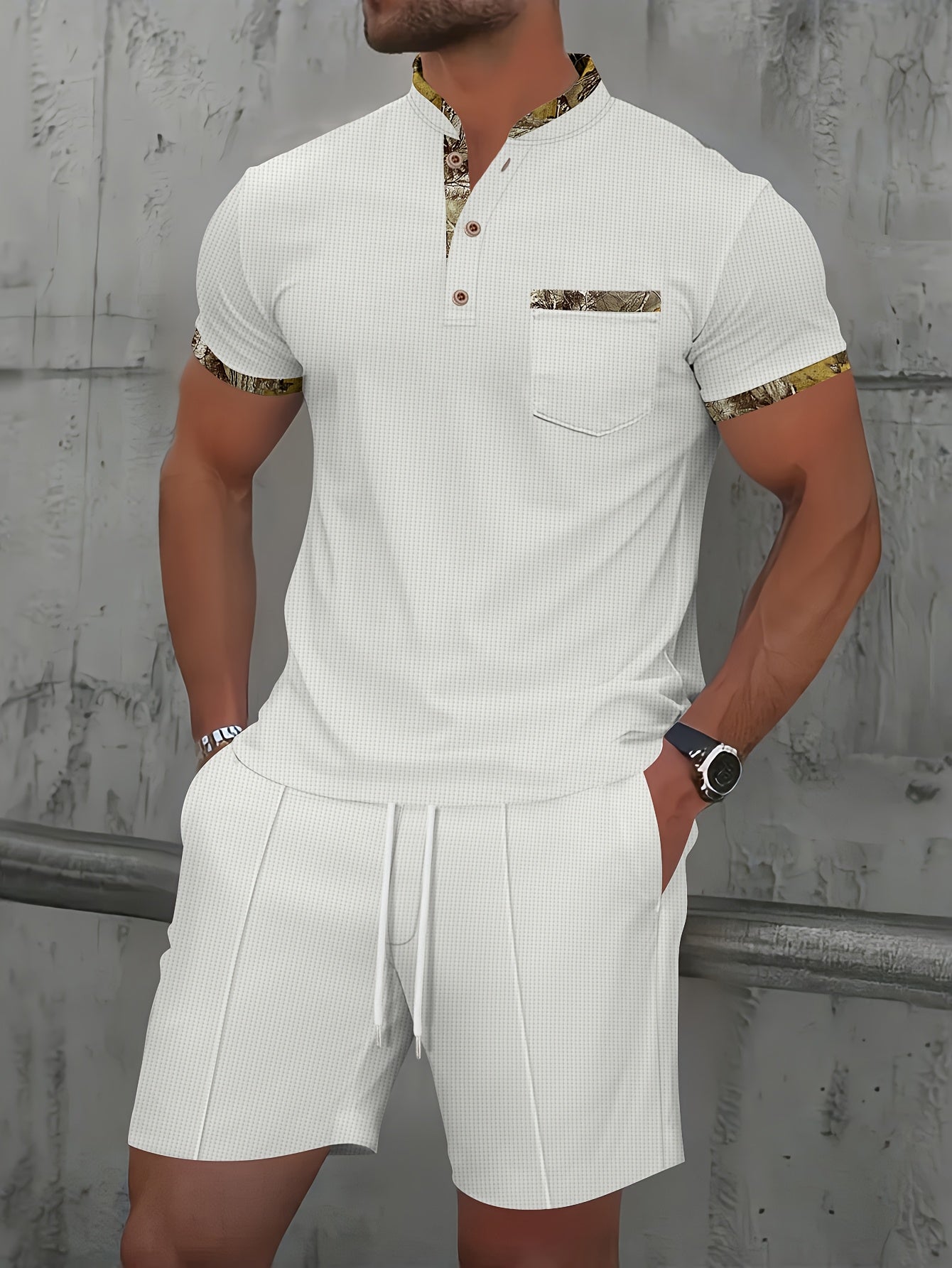 Men's Casual Summer Suit Set - Short Sleeve Shirt & Shorts