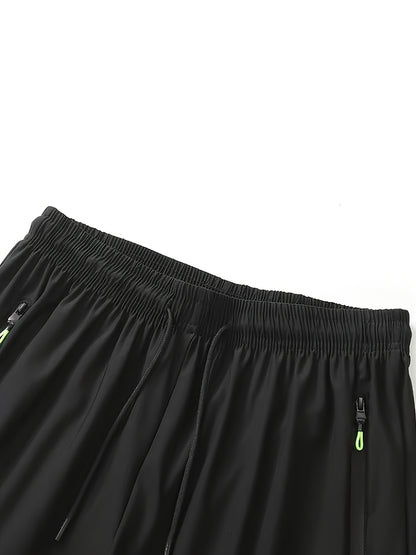 Stylish Men'S Graphic Print Shorts - Elastic Waist, Zipper Pockets, Breathable Fabric, Active Fit, Summer Essentials, Comfortable Drawstring Design