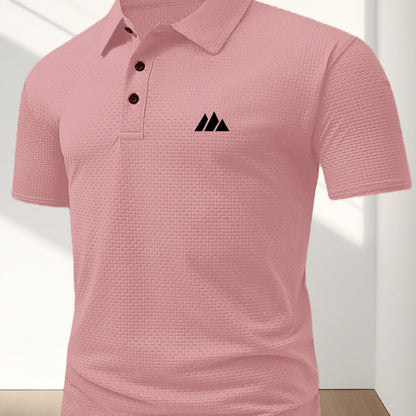 FS1128 Style Men'S Jacquard Polo Shirt with Unique Print Patterns, Casual Short Sleeves, Summer Fashion, Breathable Embossed Top, a Perfect Gift - ayq