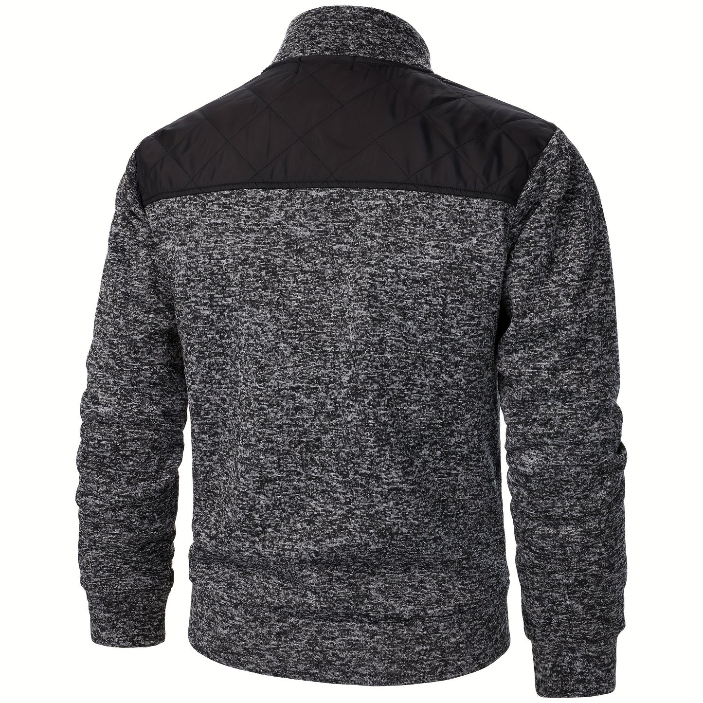 Men's Blocking Quilted Jacket For Spring And Autumn, Casual Stylish Outdoor Stand Collar Coat As Gift
