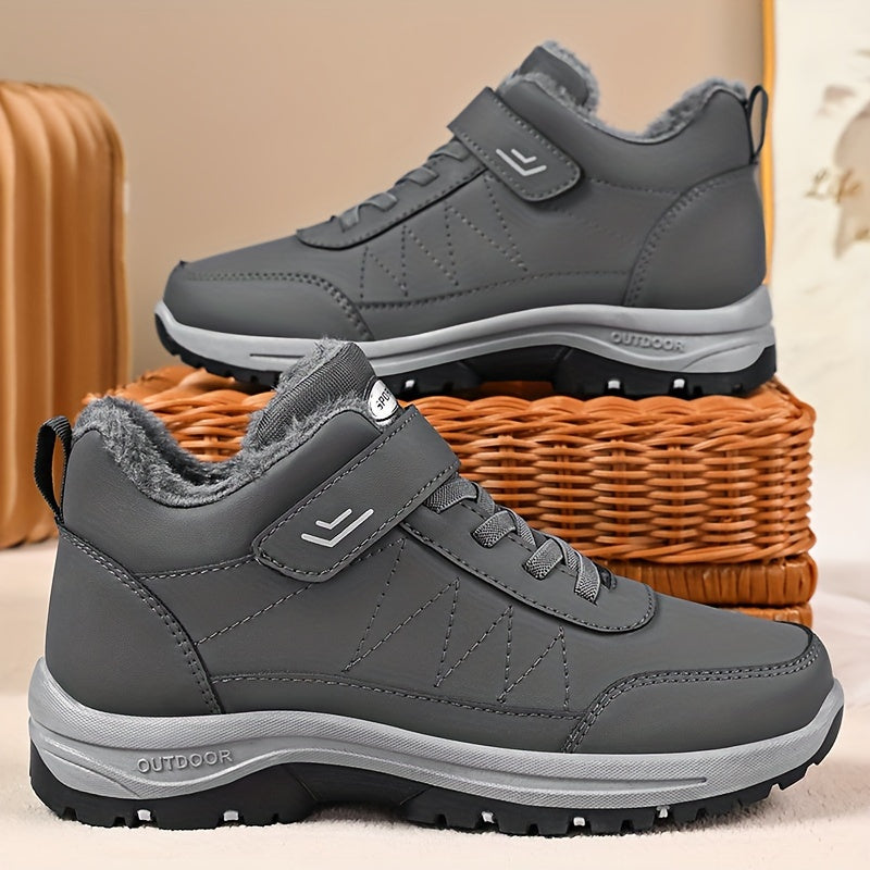 Men'S Casual Solid Color Faux Snow Boots with Plush Lining, Anti-Slip & Wear-Resistant for Outdoor Walking and Hiking in Winter, Winter Boots, Hiking Footwear, Sleek Boot Design, Durable Traction Footwear
