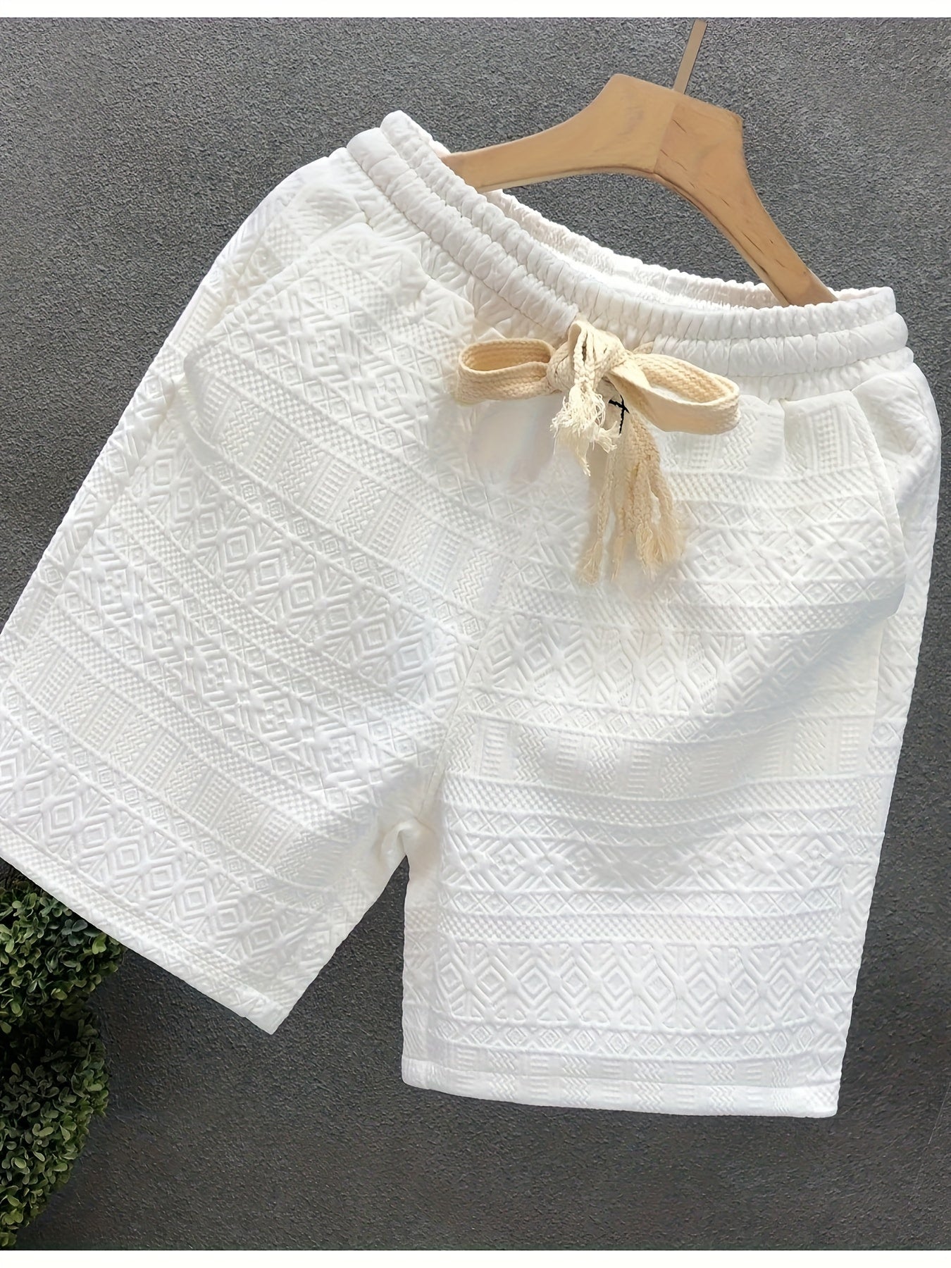 Men's Casual Drawstring Shorts - Breathable Polyester Blend, Perfect for Summer Outings & Hiking