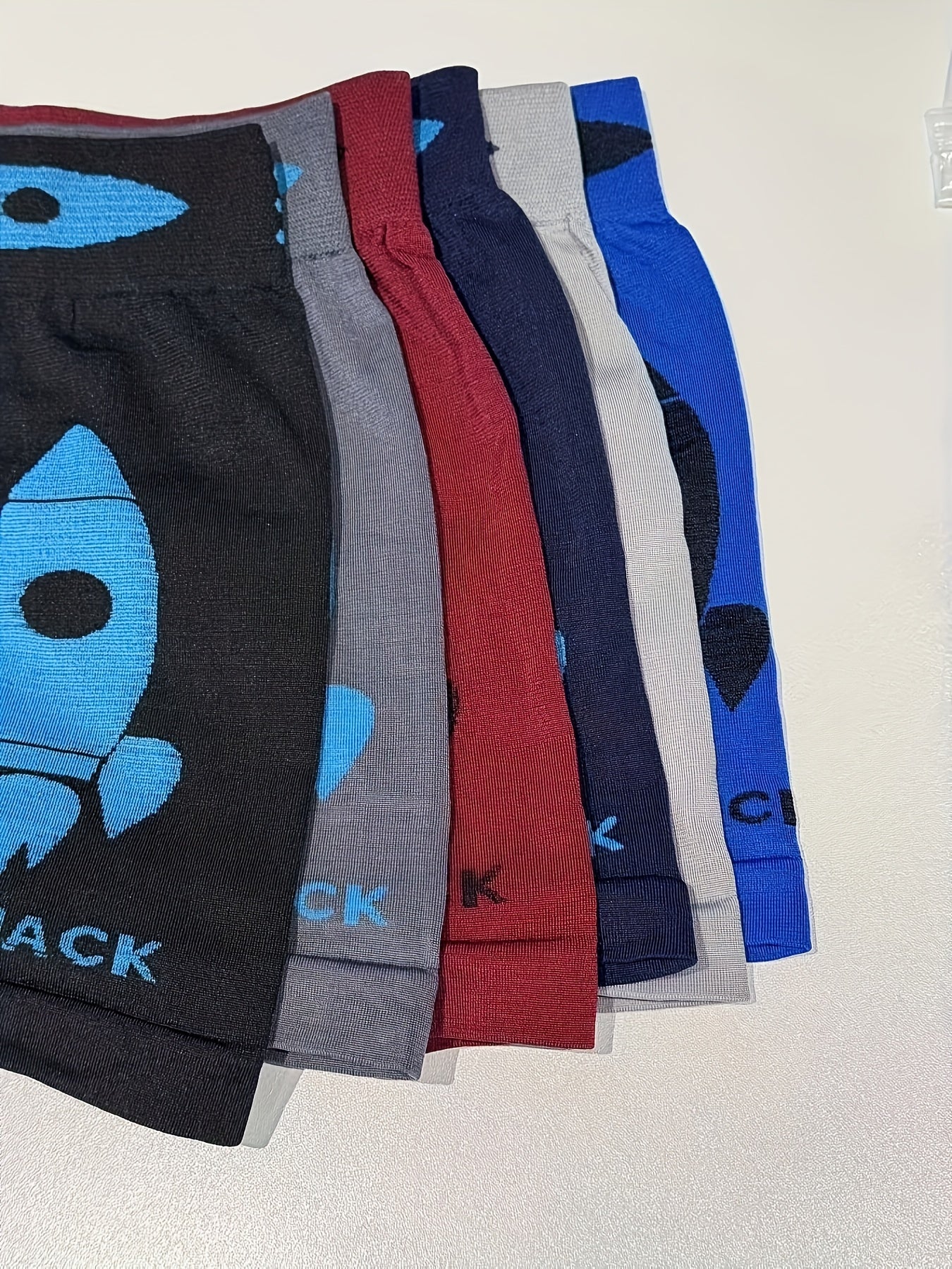 3 փաթեթ SIETE ROSA Boys' Cartoon Rocket Print Boxer Briefs, Polyester 90% Elastane 10%, Casual Knit Fabric, Medium Stretch, Regular Fit, All-Season Boxer 10-12 տարեկանների համար: