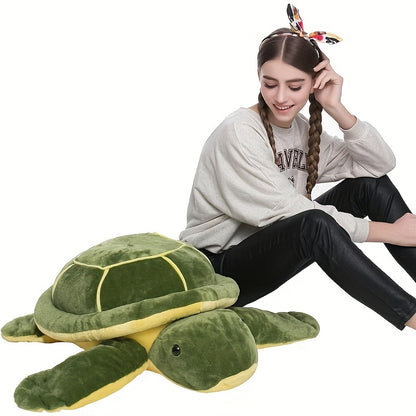 Cuddly Sea Turtle Plush Toy with Big Eyes - Soft Polyester Stuffed Animal in Assorted Greens, Perfect for Youngsters & Girlfriends