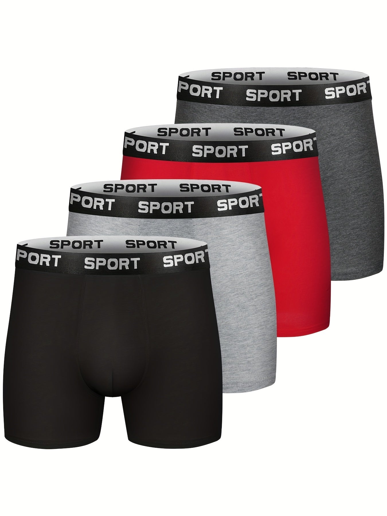 Men's 4-Pack Cotton Stretch Trunk Underwear with Wide Elastic Band