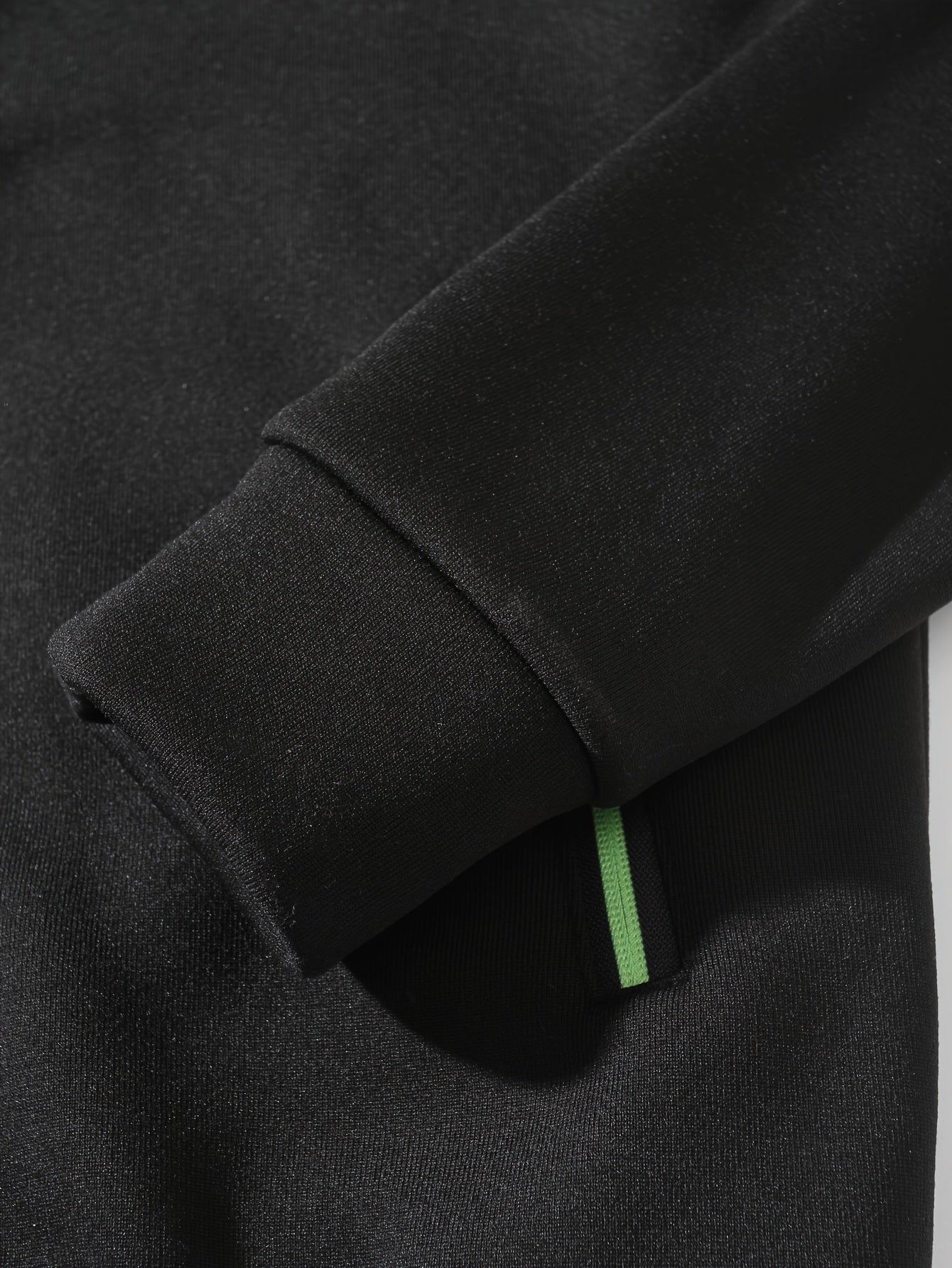 Men's Sporty Full-Zip Stand Collar Sweatshirt - Long Sleeve Casual Pullover with Neon Green Accents, Solid Color Non-Stretch Fabric, Regular Fit for Fall Winter