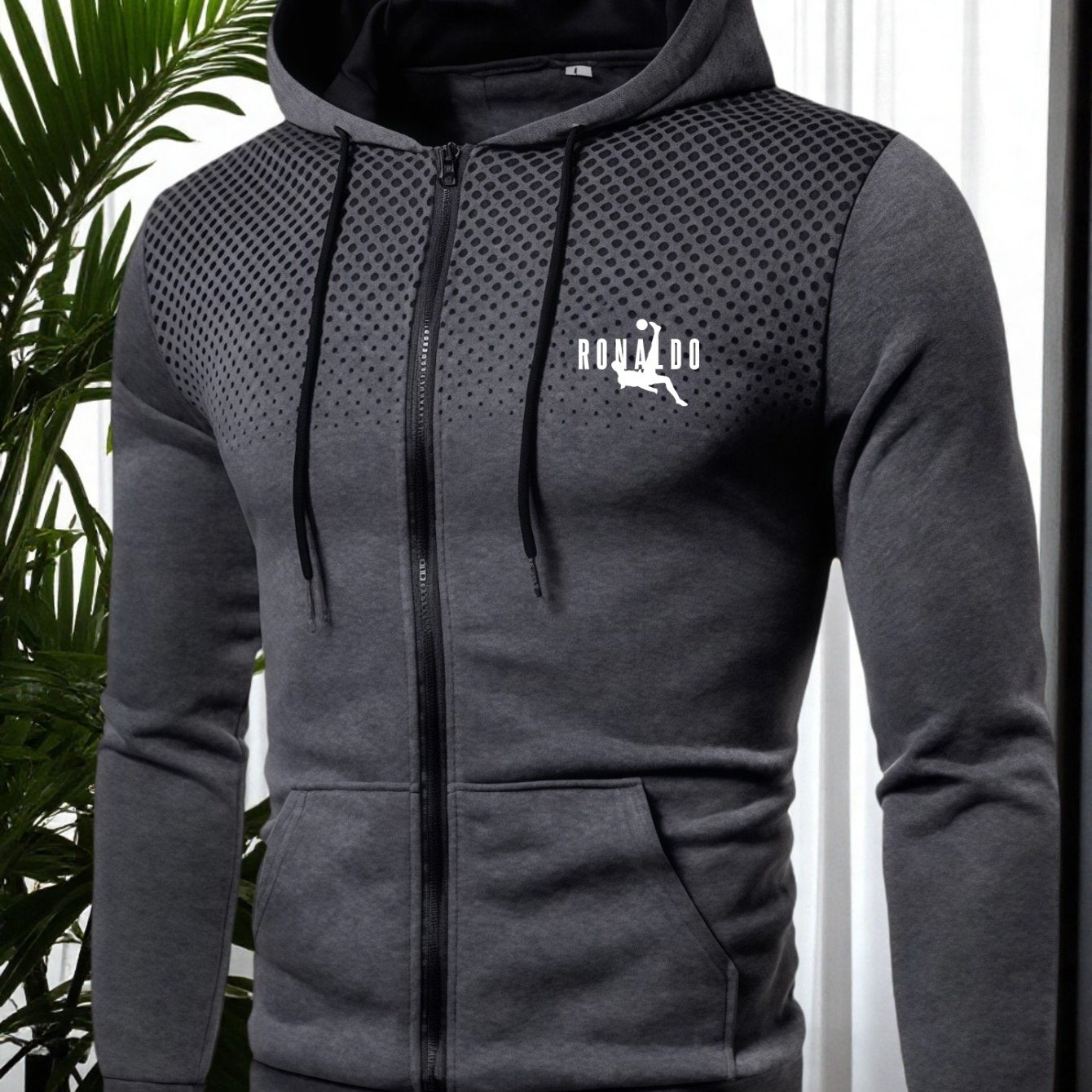 Men's Red Hooded Zip-Up Jacket with Logo Patch Pocket - Logo Personalization, Full-Zip Front Closure, Hooded Collar & Black Zipper - Casual Sportswear Winter Coat for Gym,, Streetwear () - Logo Printing Service, Mens Clothes,