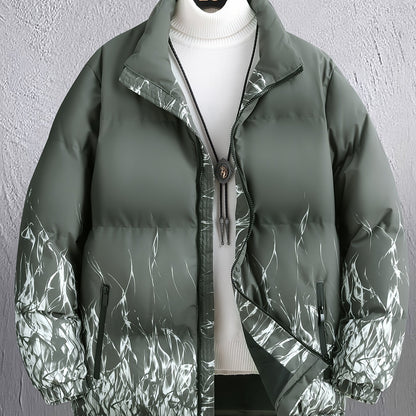 Men'S Heavyweight Winter Jacket - Full-Zip Hooded Coat with Stand Collar, Navy Blue Cold Weather Outerwear, Polyester Insulated Jacket for Everyday & Formal Events, Non-Stretch Fabric, Zipper Closure, Winter Coats, Formal Eve