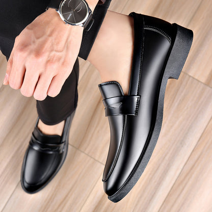 Men's Glossy Slip-On Formal Dress Shoes Low-Top PU Leather