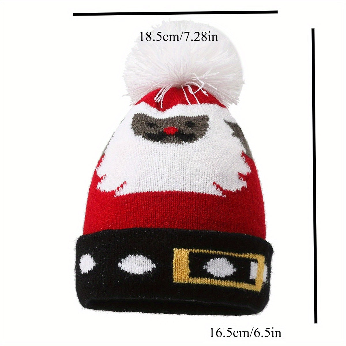Unisex Adult & Youth Stretch Knit Beanie Hat Set with Deer & Reindeer Ears - Warm Winter Pom-Pom Christmas Cap, Red/White/Black, Hand Washable, Festive New Year's & Xmas Party Outfits, Casual Winter Wear, Deer Face Design wit