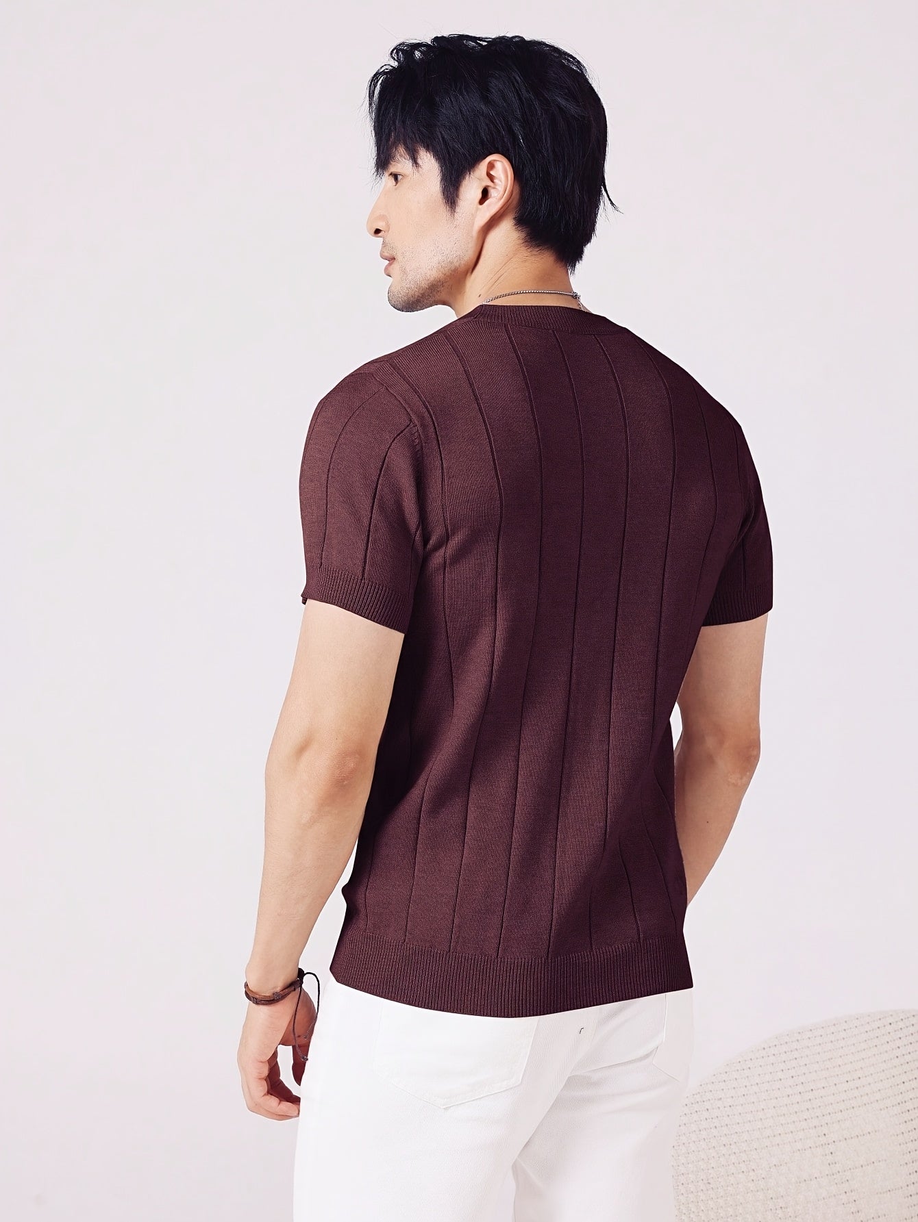 Men's Summer Viscose Knit Short-Sleeve Crew Neck T-Shirt
