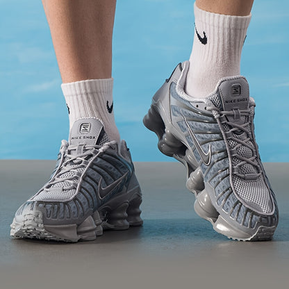 Nike Men’s Wolf Grey Shox TL Low-Top Cushioned Sneakers