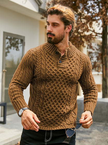 Տղամարդու ջերմային, օձիքով, մալուխով տրիկոտաժե սվիտեր - գծավոր H-աձև, կանոնավոր չափսի սվիտեր, լվացքի մեքենայով լվացվող ձմեռային սվիտեր՝ ակոսավոր դետալներով՝ աշնանային և ձմեռային համար, տրիկոտաժե սվիտեր, միջին առաձգականության գործվածք