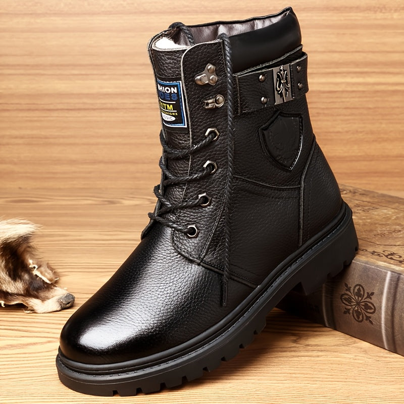 Men's Fleece-Lined High-Top Winter Boots Warm Outdoor Shoes