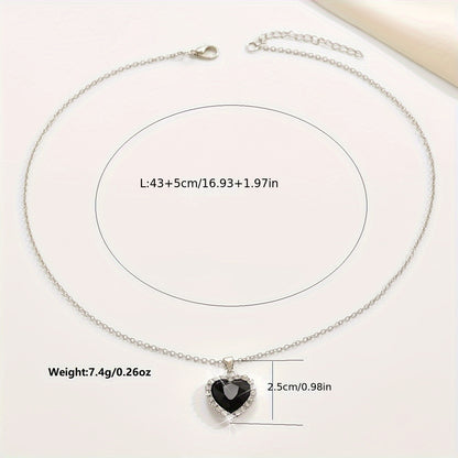 Birthstones Կախազարդ Վզնոց Սրտաձև Սինթետիկ Կապույտ Քարեր Ամբողջ Փայլուն Ցիրկոնիայից Կախազարդով Կանացի պարանոցի փայլուն շղթայով