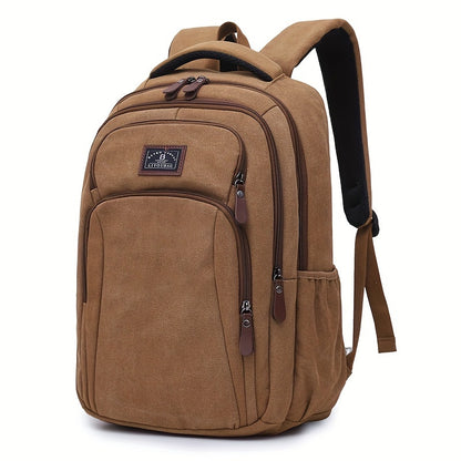 Men's Large Capacity Travel Backpack - Lightweight Laptop Bag with 39.62cm Laptop Compartment, Multiple Zippered Pockets, Padded Shoulder Straps - Durable Backpack for Business, School, Vacation - Tan/Brown