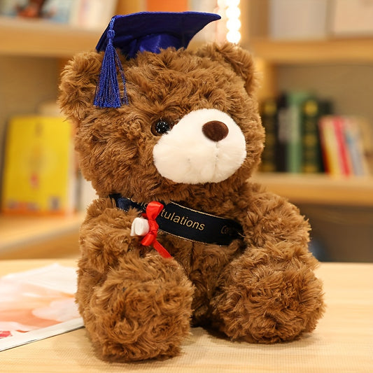1 Graduation Bear Plush Toy, 23cm/9.1in, Two Colors Available. Ideal as a Gift for Halloween, Thanksgiving, Christmas, New Year, Valentine's Day, Mother's Day, Carnival, Easter, and Graduation Season. Suitable for Living Room