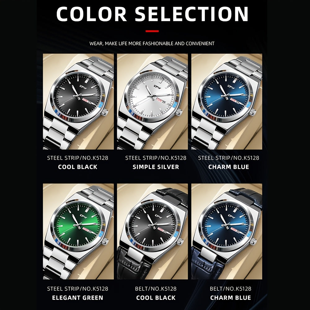TPW Brand Men's Fashion Luminous Calendar Week Multifunctional Quartz Watch Men's Gifts