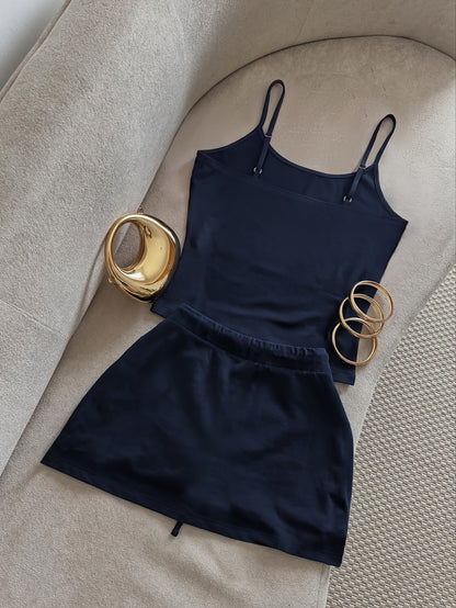 Women's Casual 2-Piece Set Slim-Fit Camisole & A-Line Culottes