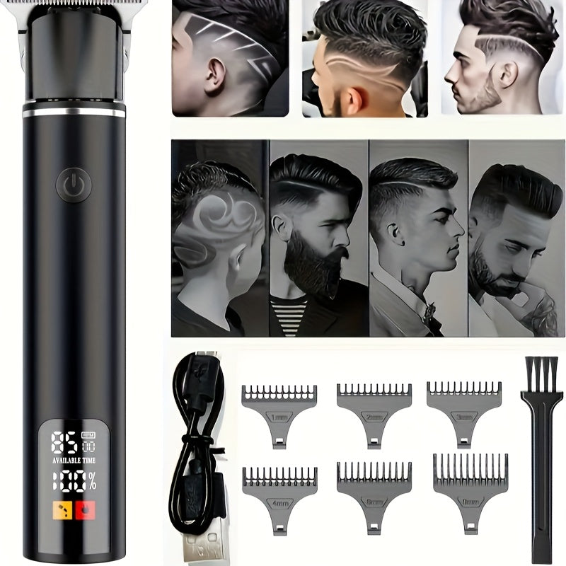 Men's Hair Trimmer, Hair Salon Electric Hair Clipper, USB Fast Charging, Men's Shaver, Shaving Scissors, Home Hairdressing Tools, Men's Facial, Comes with 6 Size Limit Combs, Surprise Gifts