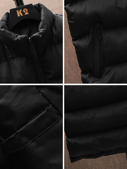 A Stylish New Men'S American-Style Vest, Featuring a Warm And Thick Black Design, Comfortable And Suitable for Winter, Lightweight And Foldable, Perfect for Skiing - ayq