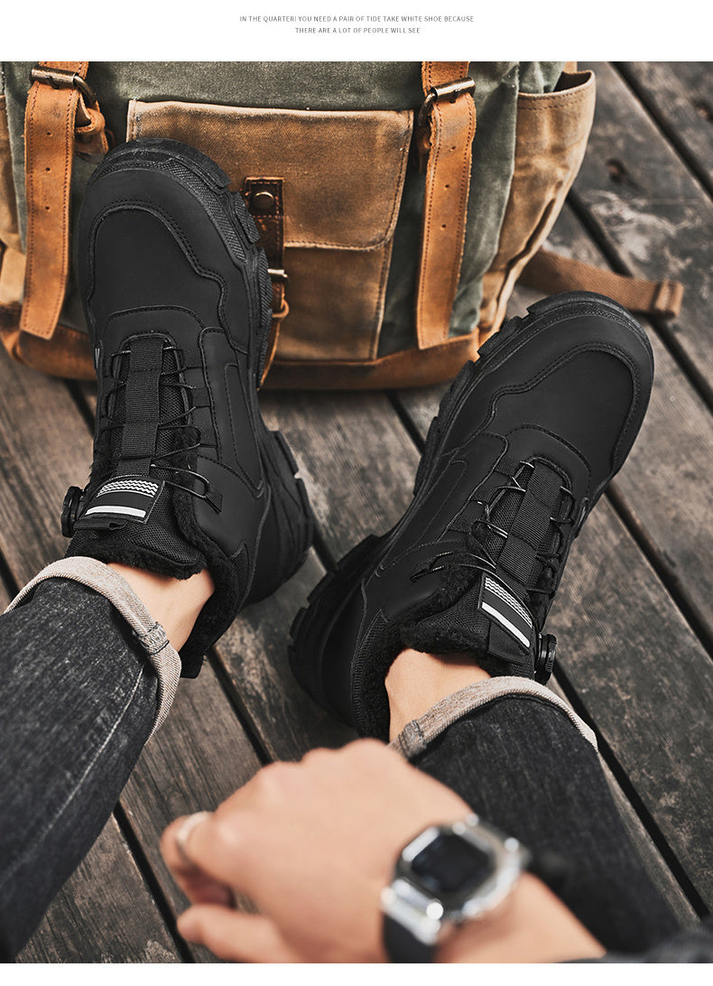 Տղամարդկանց նոր ձմեռային հաստ շերտով կոշիկներ, երեք գույնի, հարմարավետ և տաք, հեշտ հագնվող/հանվող, բռնակի դիզայնով, հարմար է բացօթյա ձյան, լեռնագնացության և լեռնագնացության համար։