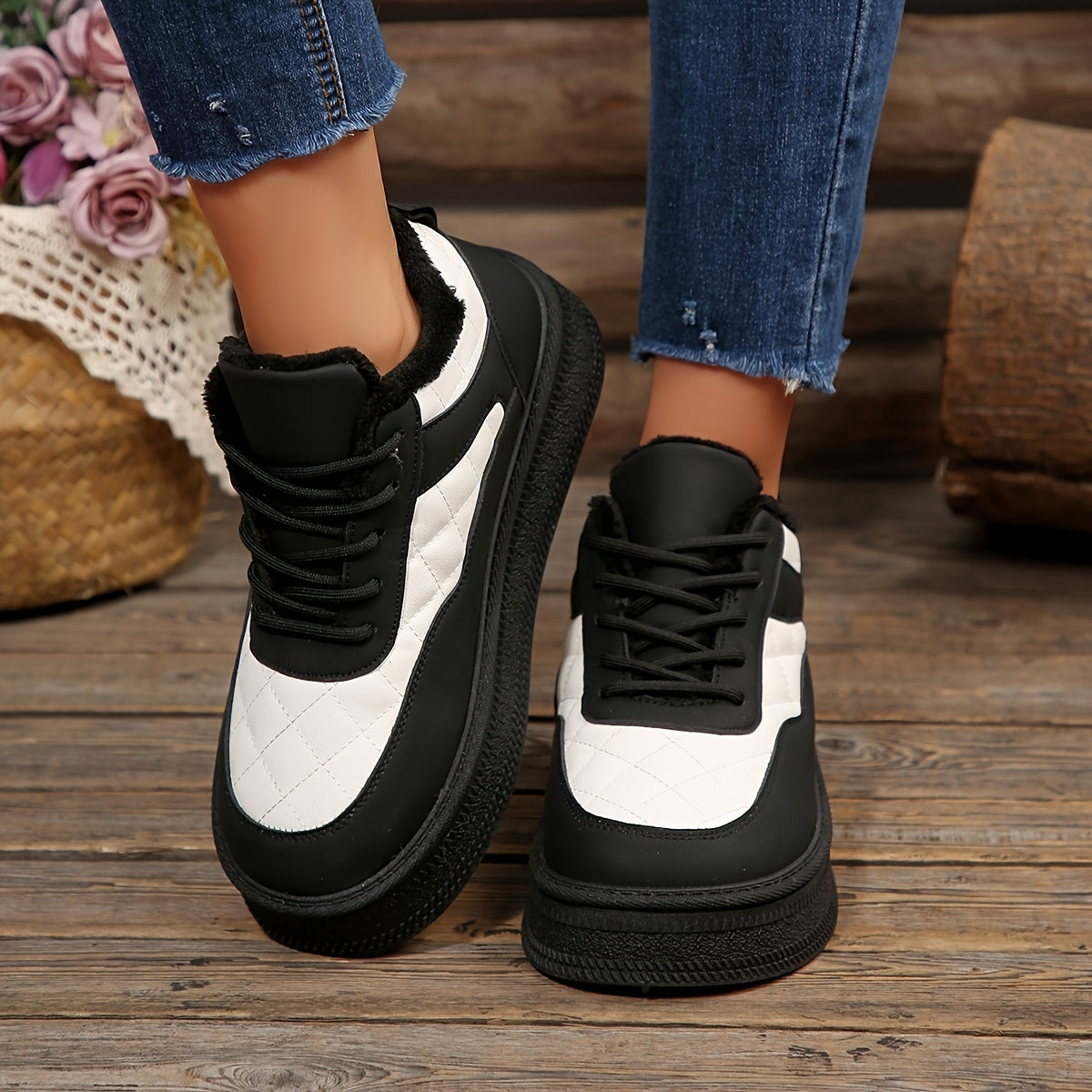 Women's Thick-Sole Winter Boots with Non-Slip Rubber Outsole & Warm - Round Toe Lace-Up Snow Shoes for Dresses, Jeans & Casual Outfits, Lightweight Winter Boots For Women, Snow Boots For Women, Boots For Women Snow, Boots For