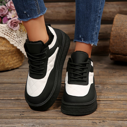 Women's Thick-Sole Winter Boots with Non-Slip Rubber Outsole & Warm - Round Toe Lace-Up Snow Shoes for Dresses, Jeans & Casual Outfits, Lightweight Winter Boots For Women, Snow Boots For Women, Boots For Women Snow, Boots For