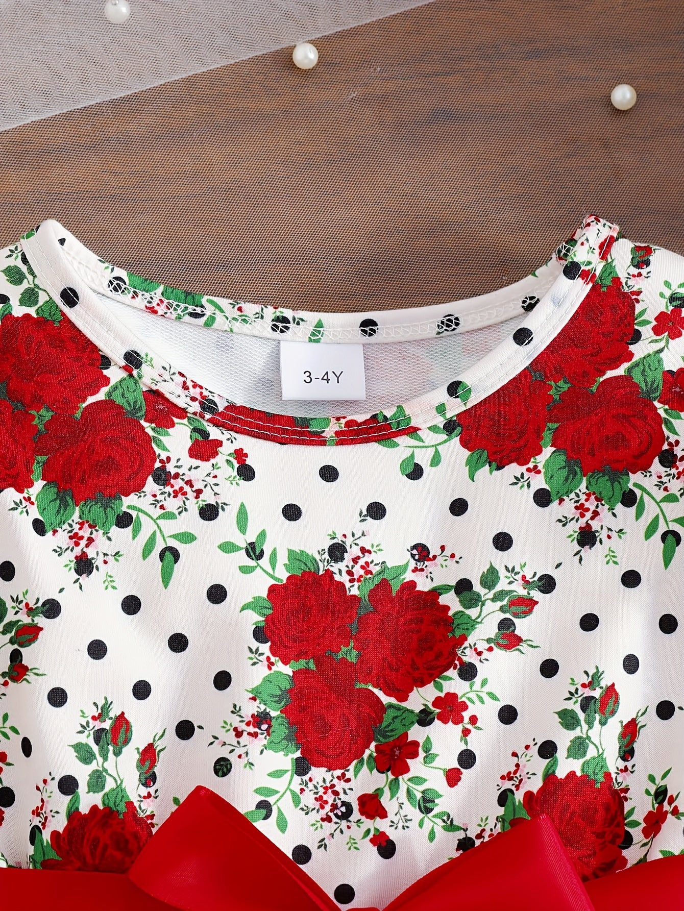 COVIVIKY Girls' Elegant Long Sleeve Party Dress with Puff Skirt & Sheer Panel - Knee-Length A-Line Wedding Prom Dress, Belted Waist Bow & Netting Trim, Hand Washable Winter Formal Gown for Girls (Age 4-12)