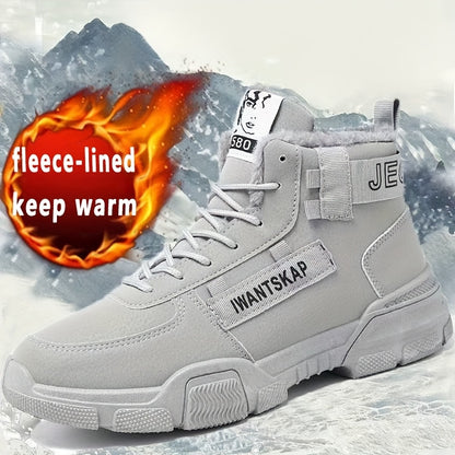 Men'S Winter Boots - Thermal Insulated Anti-Slip Snow Shoes with Cushioned Insole, Beige/Tan Cold Weather Boots for Ice, Snow, and Everyday - Lace-Up Ankle Support, Durable PVC Outsole - Ideal for Hiking, Urban Commute, and O