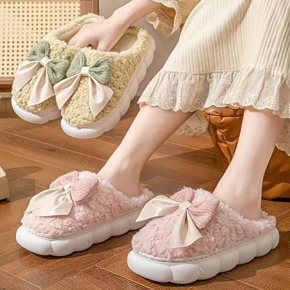 Women’s Plush Slip-On Slippers with Anti-Slip Thickened Soles