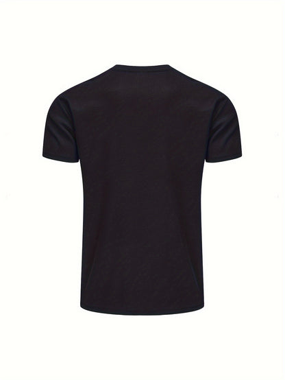 Men's Solid T-shirt With Chest Pocket, Casual Short Sleeve Crew Neck Tee, Men's Clothing For Summer Outdoor