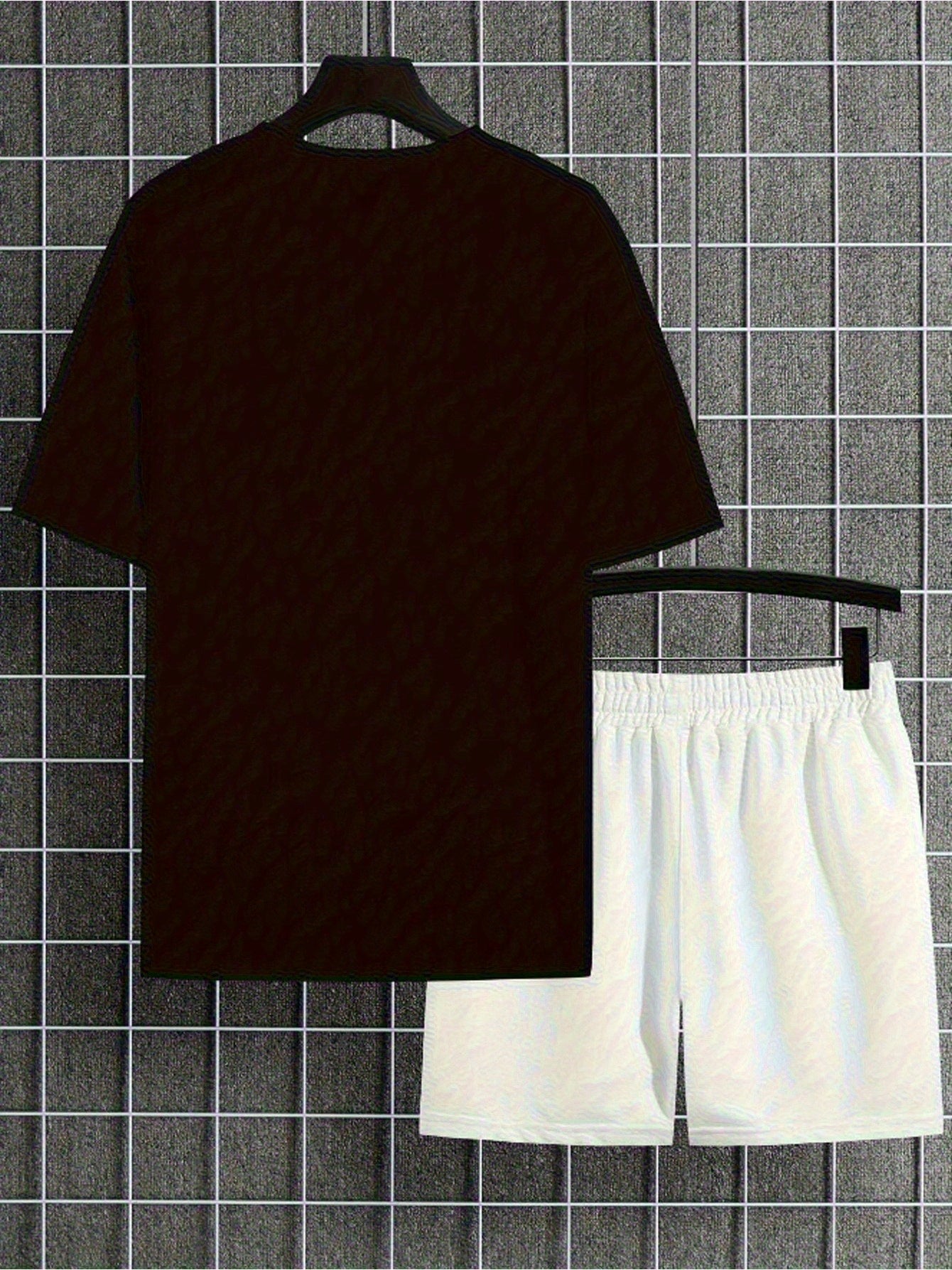 New Summer Men's Printed 2pcs Fashion Casual Suit, Round Neck Short Sleeve T-shirt and Waistband Shorts Set